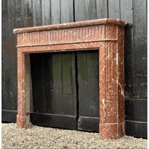 Louis XVI Style Half-moon Fireplace In Rance Or Rouge Royal Marble, Circa 1880