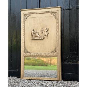 Directoire Style Mirror Or Overmantel Mirror, Stuccoed And Painted Wood, Early 19th Century