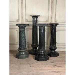4 Columns In Green Serpentine Marble, Circa 1880