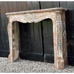 Louis XV Style Fireplace In Grey Ardennes Marble, Circa 1900
