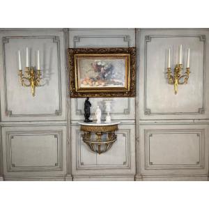 Louis XVI Style Carved Wooden Console Table, Circa 1900