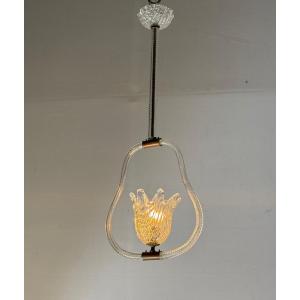 Venetian Chandelier In Colorless Murano Glass, Circa 1950 