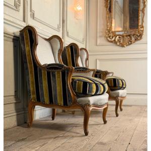 Pair Of Carved Wooden Armchairs, 20th Century