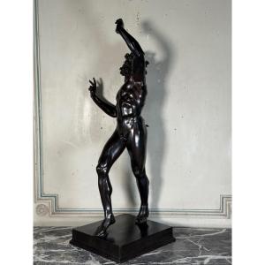 Dancing Faun, Large-scale Bronze After The Antique, 19th Century