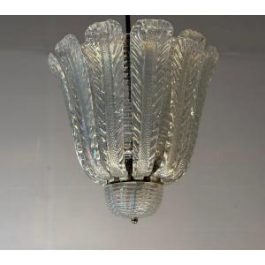 Venetian Chandelier In Iridescent Murano Glass, Barovier And Toso, Circa 1930