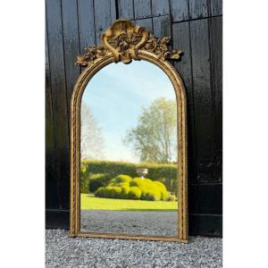 Louis XVI Mirror In Carved And Gilded Wood, 18th Century