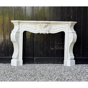 Napoleon III White Carrara Marble Mantel, Circa 1880