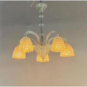 Venetian Rostrato Chandelier By Barovier & Toso, Circa 1930
