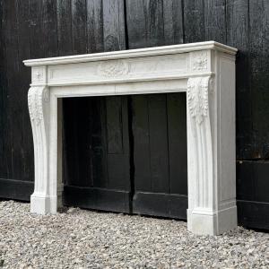 Louis XVI Style Carrara Marble Mantel, Circa 1880