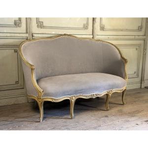 Louis XV Style Carved And Painted Wood Basket Bench, 19th Century