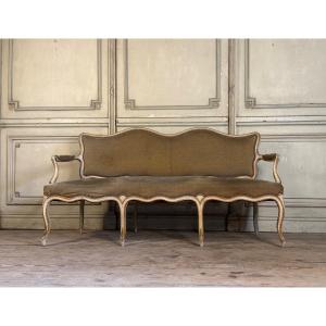 Louis XV Bench In Carved And Painted Wood, 18th Century