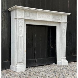 Louis XVI Style Carrara Marble Mantel, Circa 1880