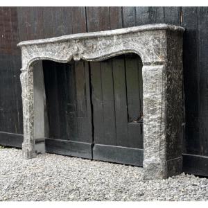 Louis XV Mantel In Grey Saint Anne Marble, 18th Century