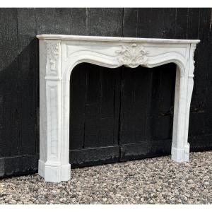 Louis XV Style Mantel In Carrara Marble Circa 1950