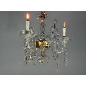 Louis XV-style Chandelier From Liège, Made Of Glass And Crystal, Circa 1900
