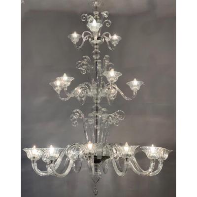 Three Floors Murano Glass Chandelier