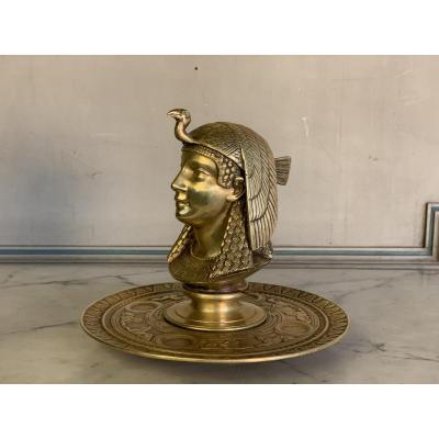 Inkwell In Gilt Bronze, Egyptomania