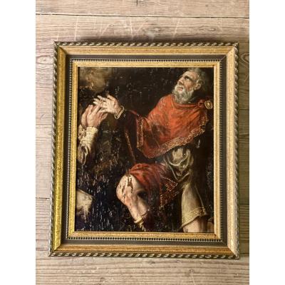 Fragment Of An Oil On Panel, XVIIIth Century