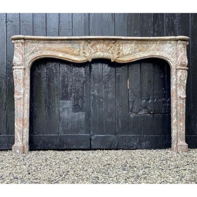 Fireplace In Gray Marble Of The Ardennes Louis XV Style Early XIXth Century