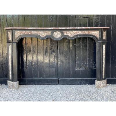 Fireplace In Black Marble From Belgium And Gray From The Ardennes, XVIIIth Century