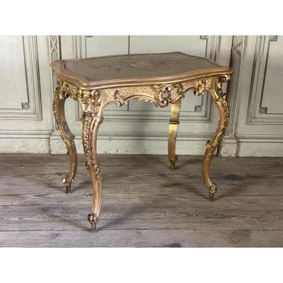 Louis XV Style Carved And Gilded Wood Table Circa 1880