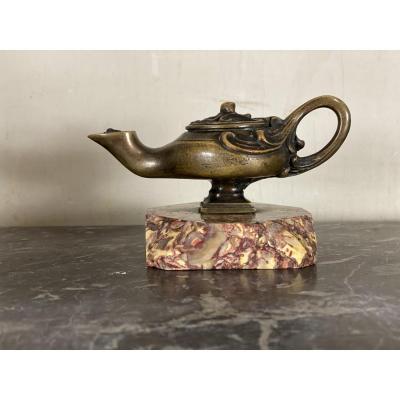 Oil Lamp In Bronze, XIXth Century