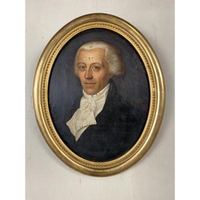 Male Portrait, Oil On Canvas Mounted On Cardboard Early Nineteenth Century