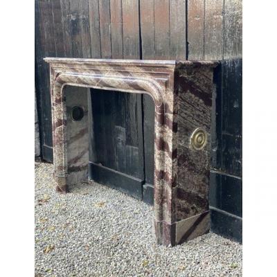 Louis XIV Style Fireplace In Campan Rubané Marble