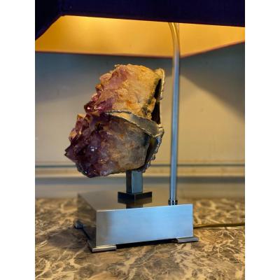 Lamp, Metal And Amethyst Around 1980