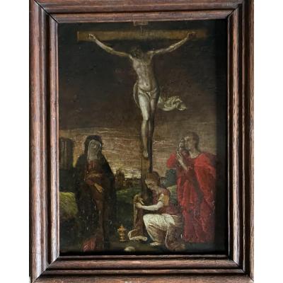 Christ On The Cross, Oil On Copper XVIIth Century