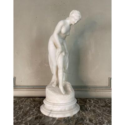 The Bather, Alabaster Sculpture After Falconet