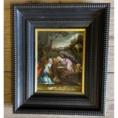 Oil On Copper, XVIIth Century Extase De Saint François D’assise