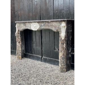 Louis XV Fireplace In De Waulsort Marble, Levanto And Statuary White, Eighteenth Century