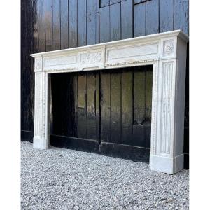 Louis XVI Fireplace In Carrara Marble