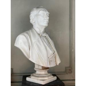 Male Bust In Statuary White Marble, Carrara Circa 1900