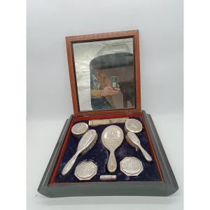 Coffret Service De Toilette En Argent 9 Pièces  XIX -ème