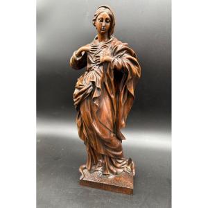Virgin In Wood D After Jean Delcourt XIX Centuries