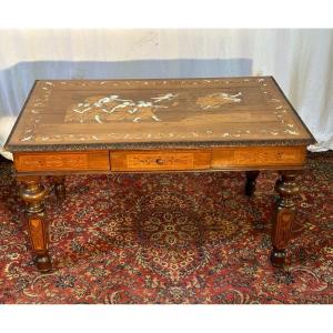 Ceremonial Middle Table With Inlaid Decor Mythological Scenes 19th Centuries
