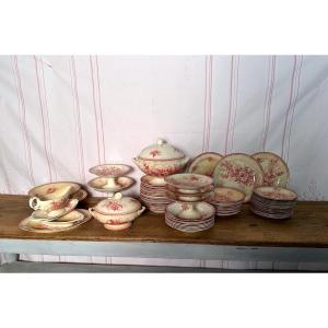 Dinnerware Service In Pink Iron Earth Rosehip Model Onnaing 19th Century 
