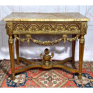 Louis XVI Style Gilded Wood Console Table