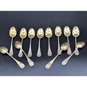 19th Century Silver Dessert Spoons Goldsmiths Philippe Berthier - Id: 683565