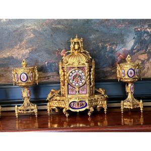 19th Century Gilt Bronze Fireplace Set