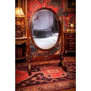  Mahogany And Gilt Bronze Psyche With Mercury Mirror, Consulate Period