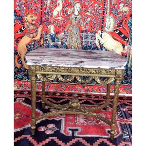 Gilded Wood Center Table. 19th Century 