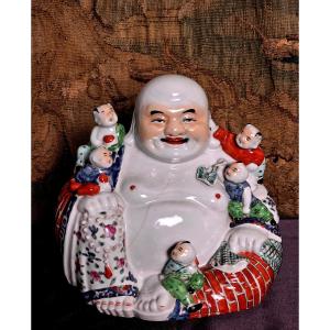  Laughing Buddha "putaï" Zhu Mao Ji Zao Porcelain China Early 19th Century