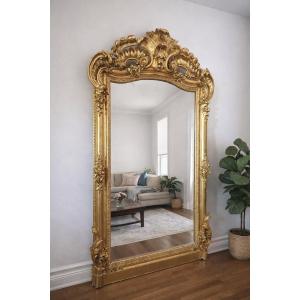 Important Giltwood Mirror, Louis XIV/louis XV Style, Mid-19th Century