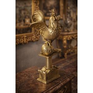Gilt Bronze Rooster From The Flagpole Of The National Guard, Louis Philippe Period, 19th Century