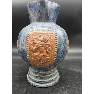 Vase Pichet Aux Armoiries Bouffioulx Stoneware Roger Guérin