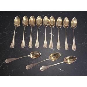  12 Small Silver Spoons 19 Siècle Goldsmith Philippe Berthier
