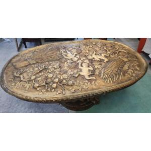 Middle Table In Golden Wood